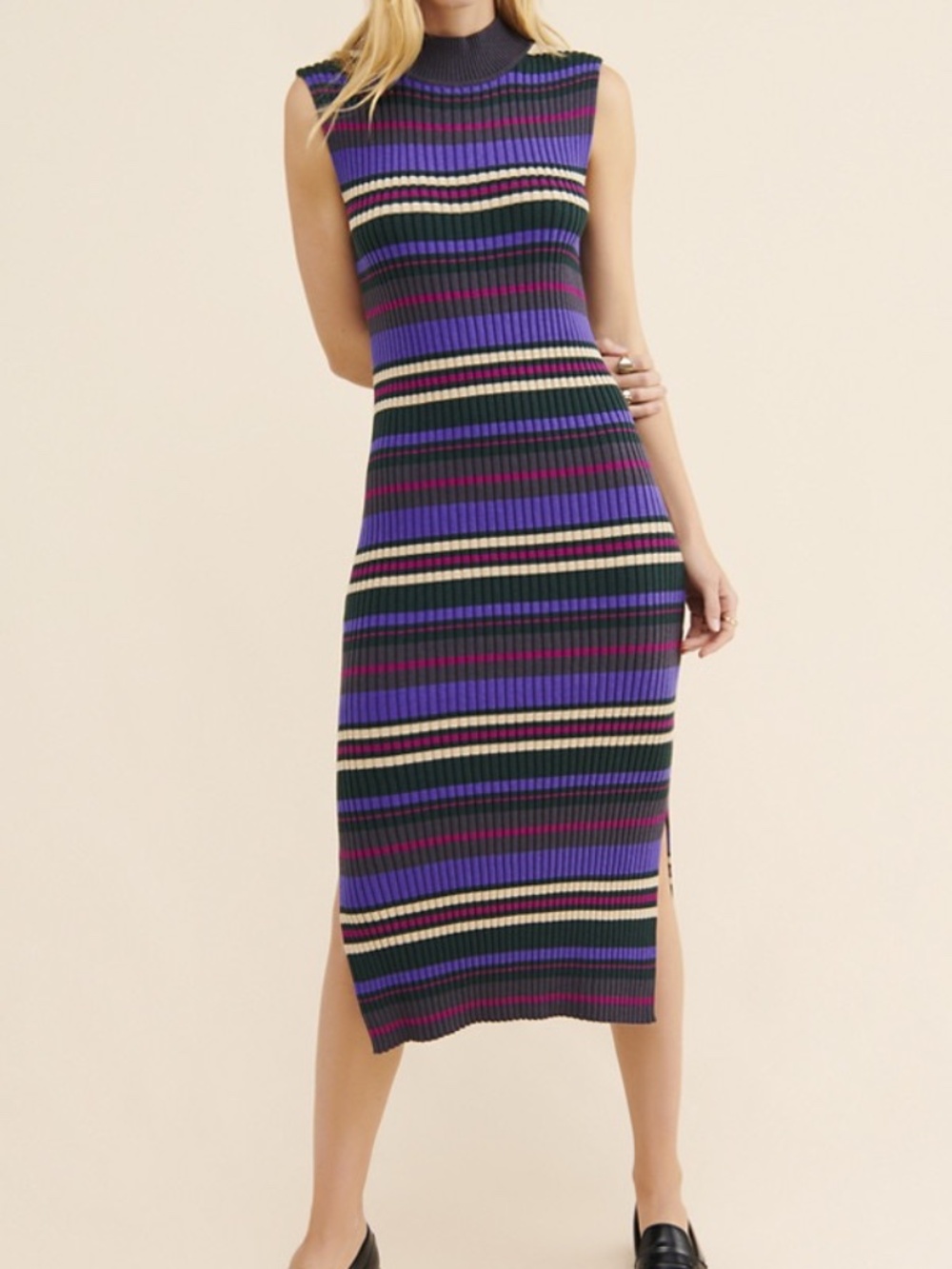 Anthropologie Dolan Anne Ribbed Sweater Midi Dress Sz M  Minimalist Chic